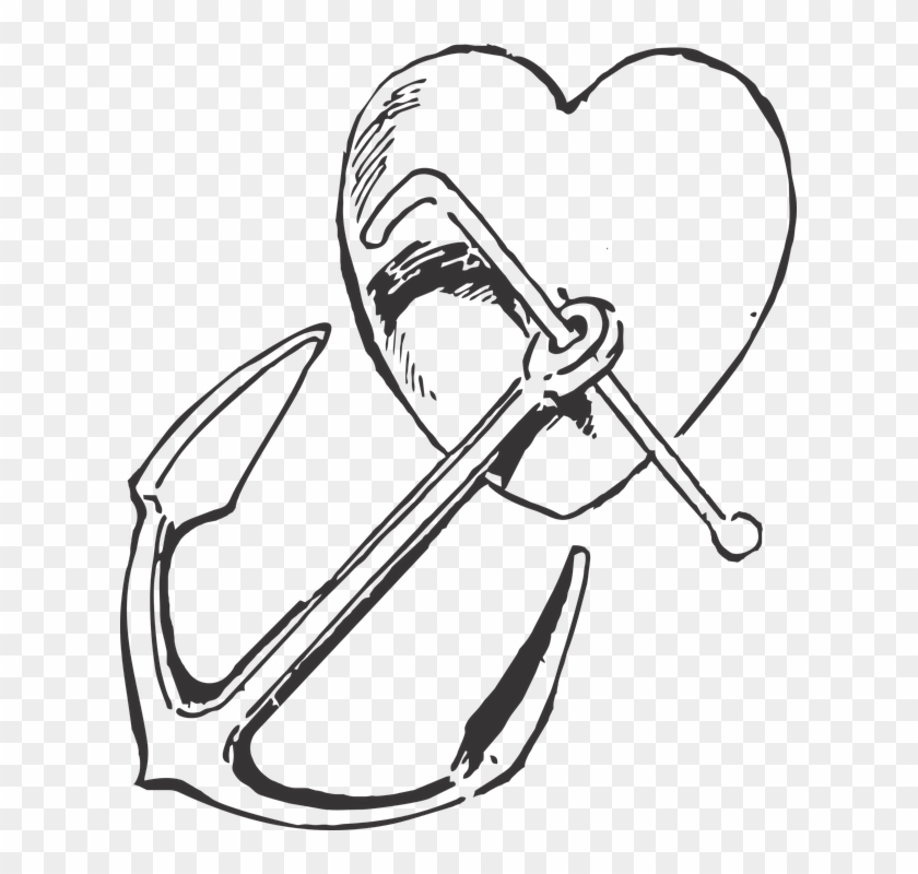 Heart Anchor Vintage Vintage Tattoo Nautical Retro - Desenho Ancora Com Coração Clipart #4106893