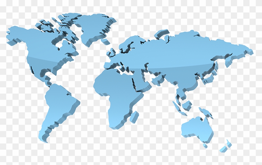 3d World Map 1 Smaller - World Map Png 3d Clipart #4107254