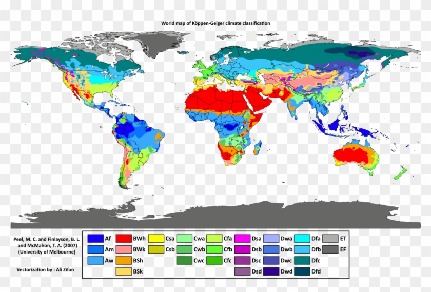 Köppen Climate Classification System Map With The 24-hour - World Koppen Climate Map Clipart #4107750
