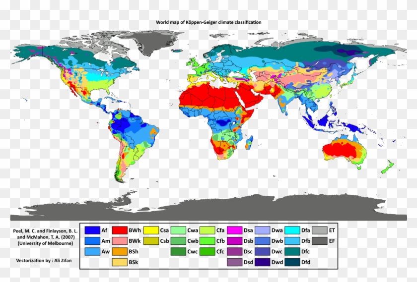 Köppen Climate Classification System Map With The 24-hour - World Koppen Climate Map Clipart