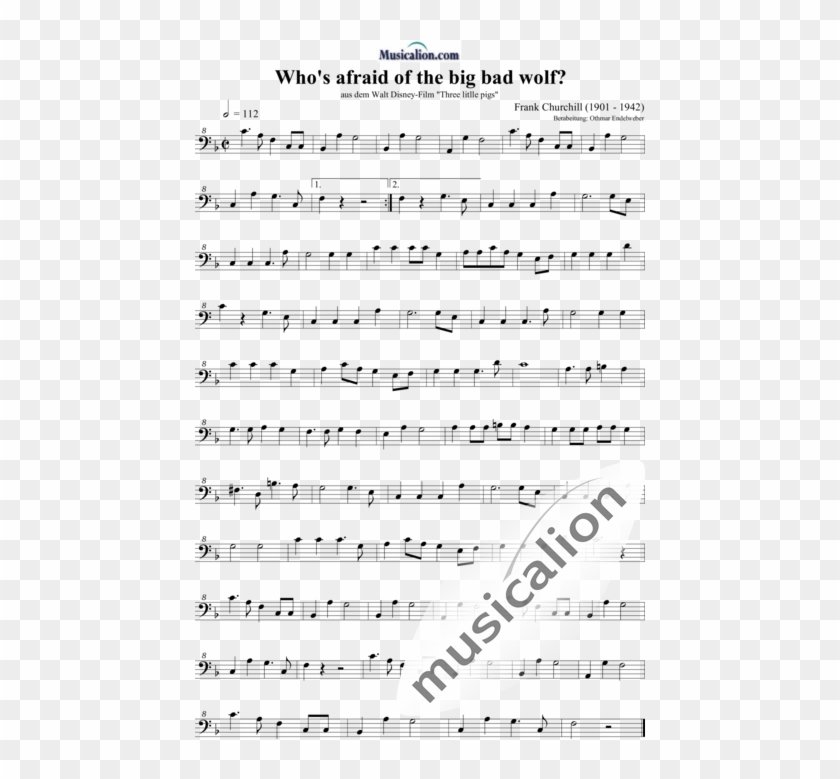 Who's Afraid Of The Big Bad Wolf - Sheet Music Clipart #4107785