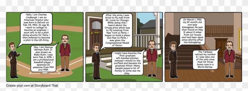 Charles Lindbergh And Babe Ruth - Cartoon Clipart #4108350