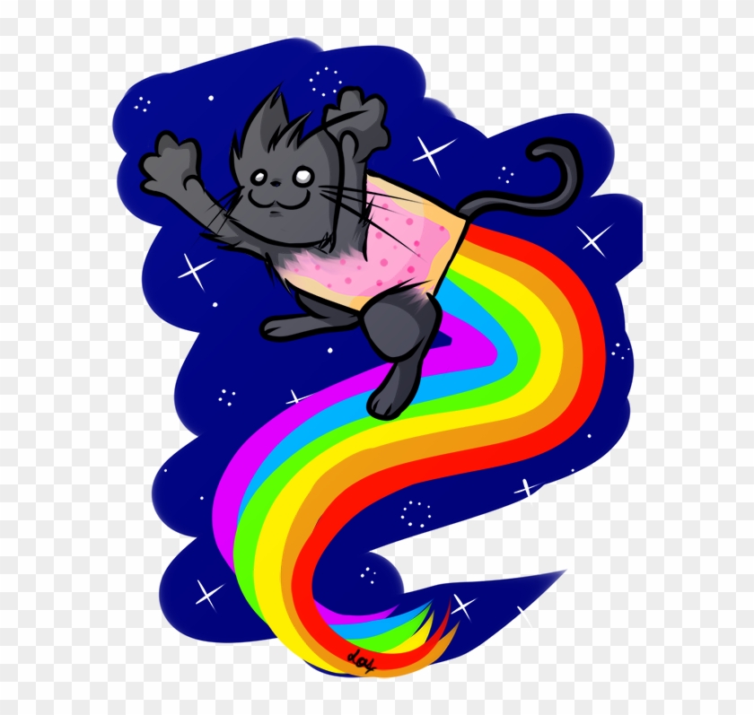 Nyan Cat Nyan Nyan Cute Awesome Rainbow Spectral Space - Illustration Clipart