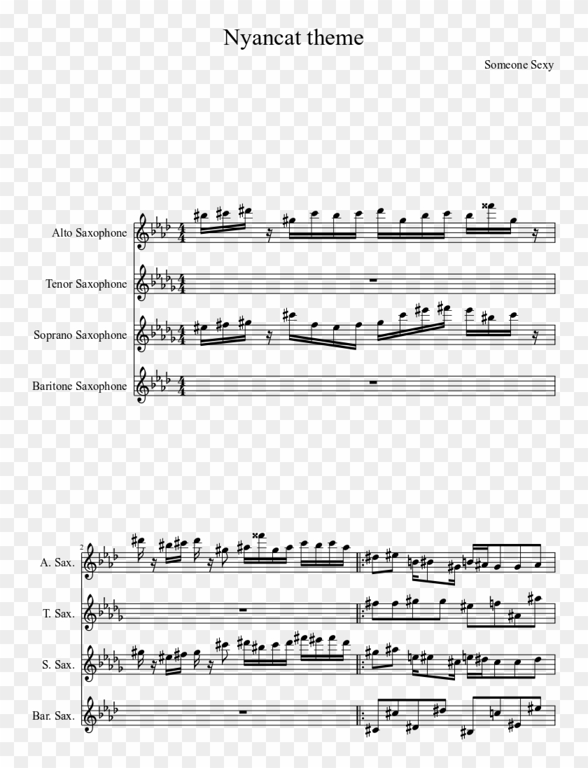 Nyancat Theme Sheet Music Composed By Someone Sexy - Mr Sandman Alto Sax Sheet Music Clipart #4111156