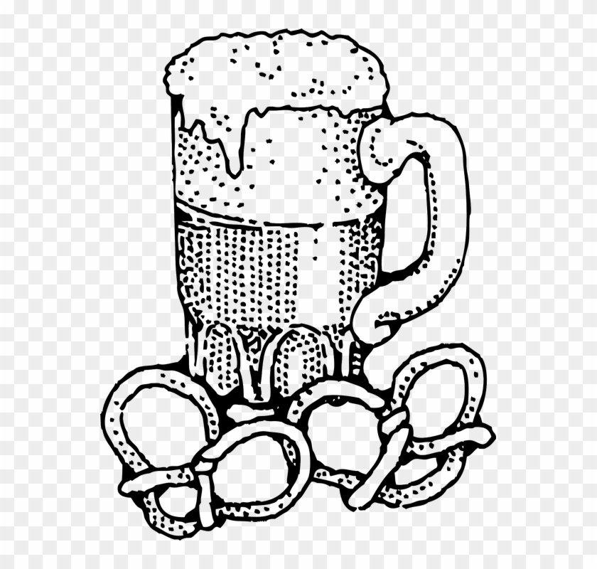 Cerveja E Pretzels, Cerveja, Chopp, Cerveja De Pressão - Beer And Pretzel Clip Art - Png Download #4112957
