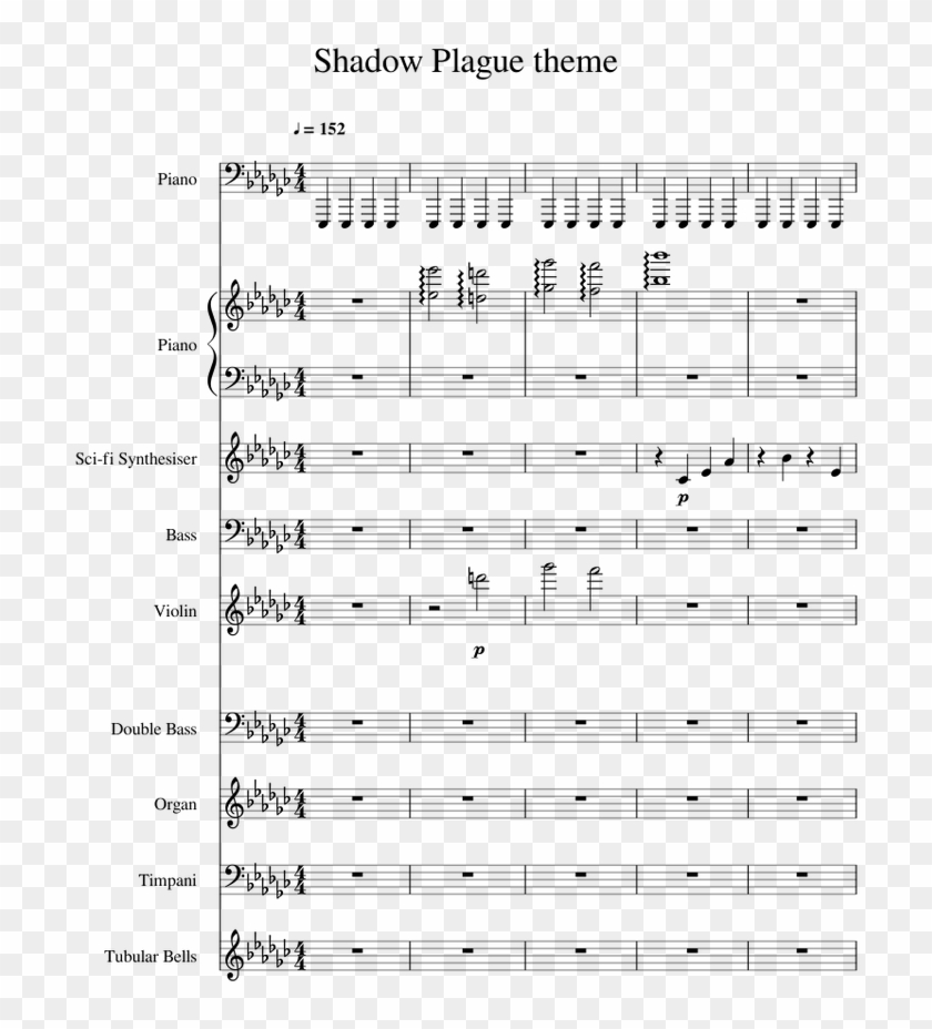 Shadow Plague Theme Sheet Music For Piano, Violin, - Sheet Music Clipart