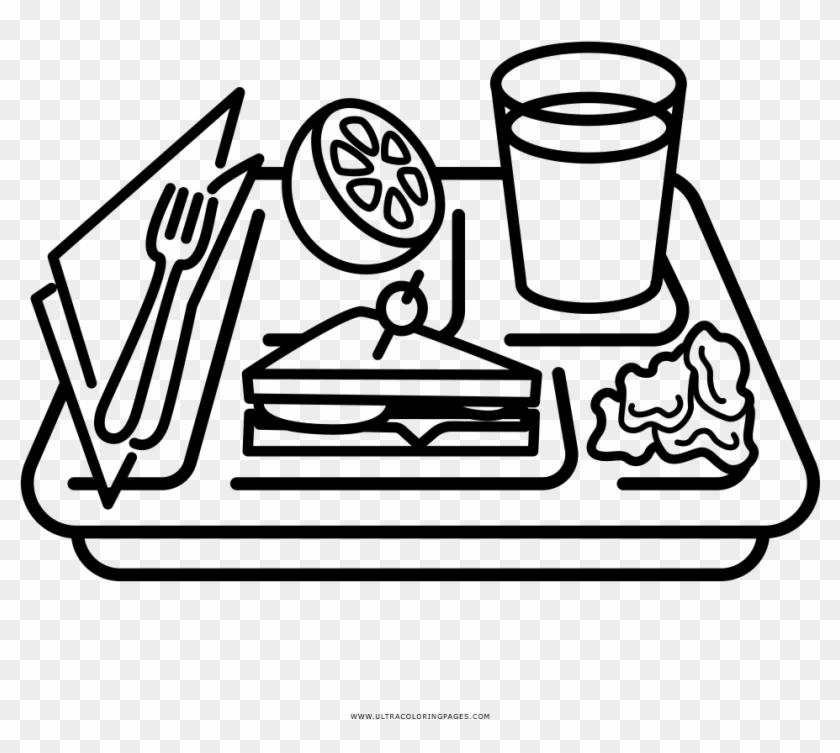 Food Tray Coloring Page - Tray Of Food Drawing Clipart #4113646