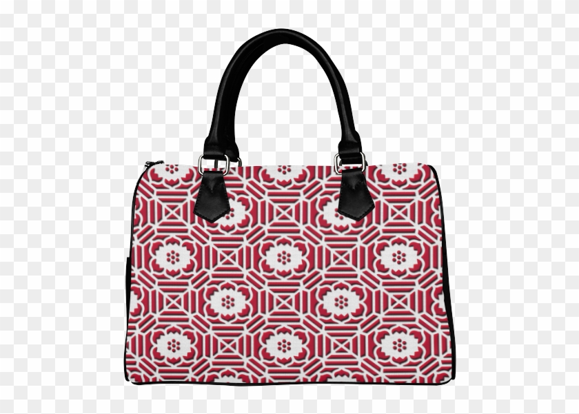 Red White Floral Shokkoumon Geometric Japanese Pattern - Handbag Clipart