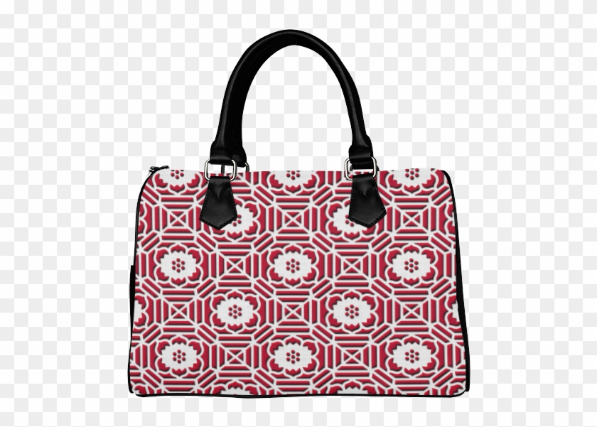 Red White Floral Shokkoumon Geometric Japanese Pattern - Handbag Clipart #4113710