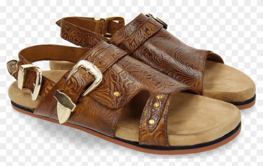 Sandals Helen 2 Floral Print Tan Buckle - Slide Sandal Clipart