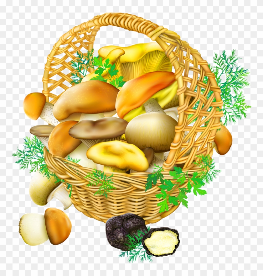 Basket Clipart Mushroom - Корзинка С Грибами Рисунок - Png Download #4115625