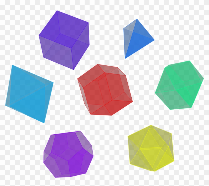The Five Platonic Solids, Plus A Cuboctahedron And - Origami Clipart