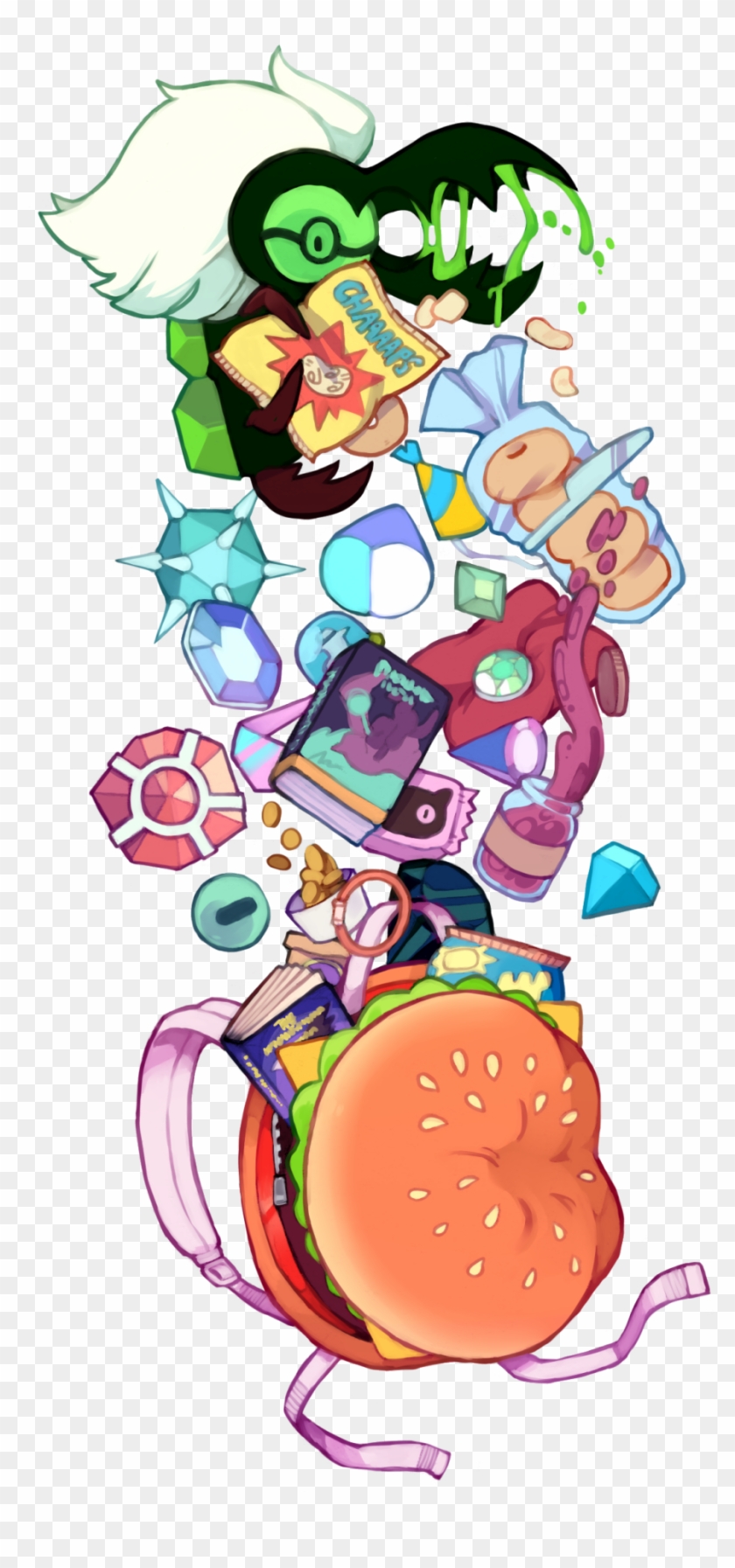 Su Steven Universe Cookie Cat Cheeseburger Backpack - Steven Universe Corrupted Gems Fanart Clipart