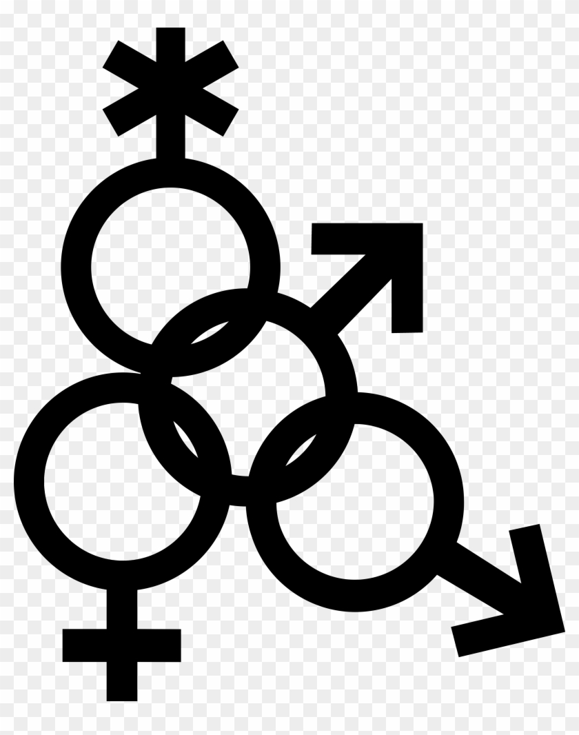 Mars Symbol Interlocked With Nonbinary, Venus And Mars - Male Female Sex Symbol Clipart #4118577