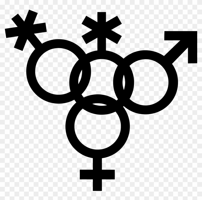 Nonbinary Symbol Interlocked With Nonbinary, Venus - Gender Symbol Clipart