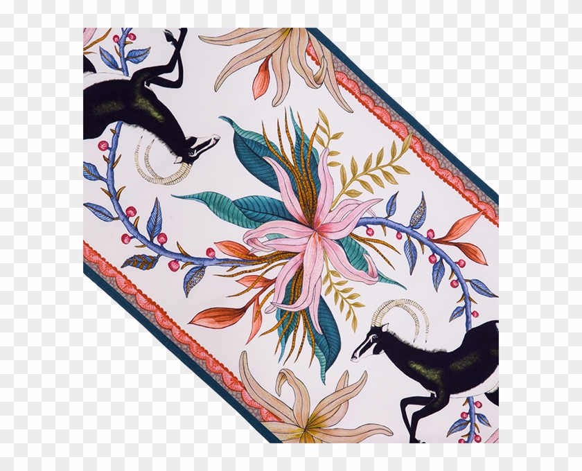 Sable Table Runner In Rose - Section Of A Chair Cover With A Pavilion, Bats, Horses, Clipart #4119242