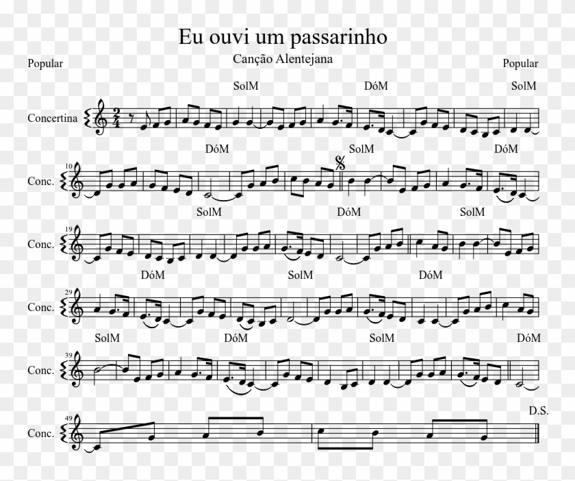 Eu Ouvi Um Passarinho - Sheet Music Clipart