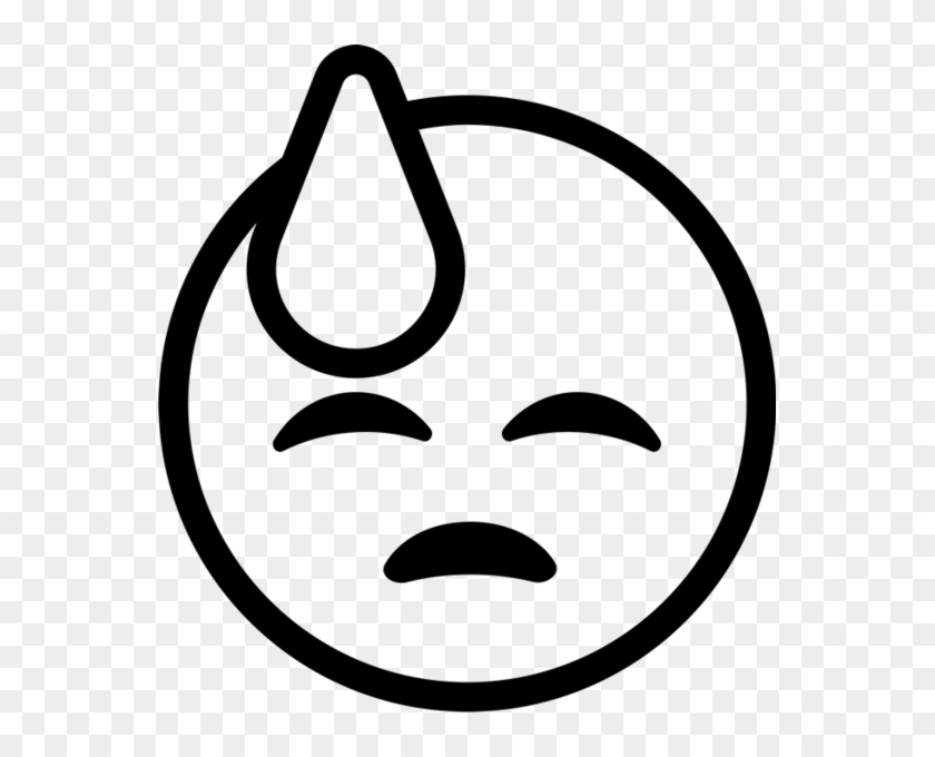 Sweating Emoji Black And White Clipart #4122163