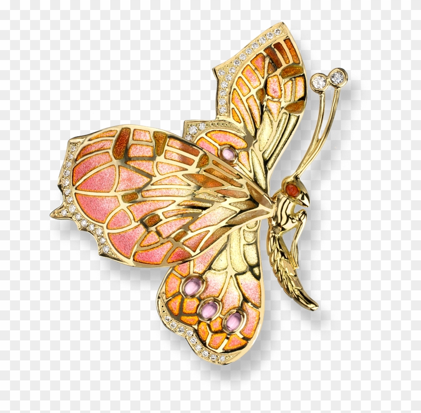 Stock - Gold Butterfly Necklace With Diamonds Clipart