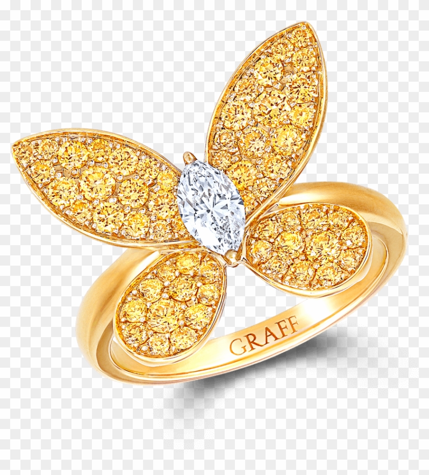 A Graff Pavé Butterfly Ring Pave Set With Yellow Diamond - Body Jewelry Clipart #4123095