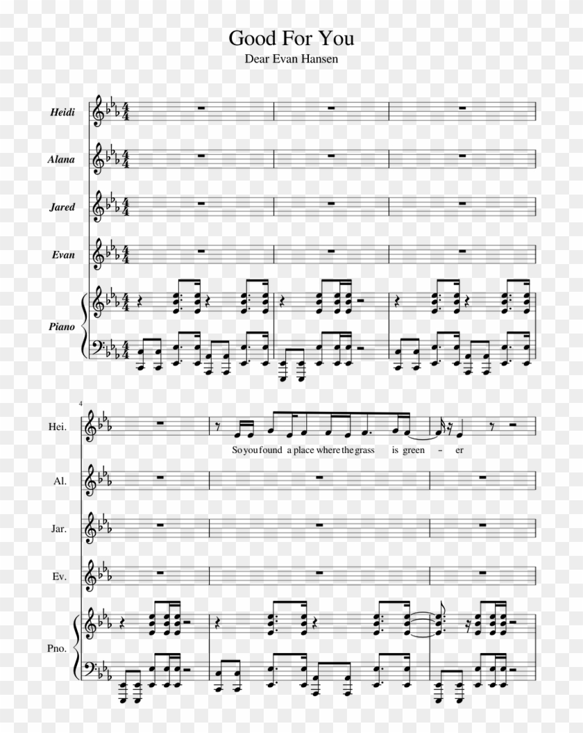 Good For You, Dear Evan Hansen - Ariana Grande Music Sheets Flute Clipart #4124163