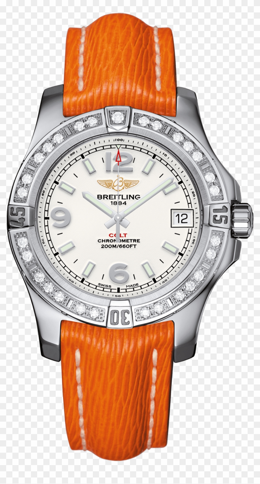 Colt 36 Steel, Gem-set Bezel - Breitling Ladies Watches Leather Strap Clipart #4125686