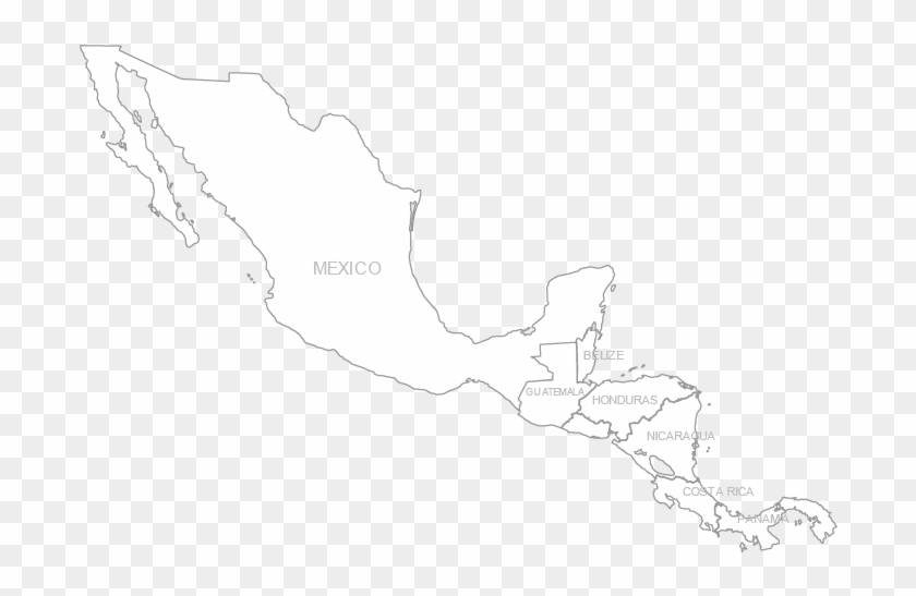 Map-central America , Png Download - Mexico Map White Png Clipart #4130916