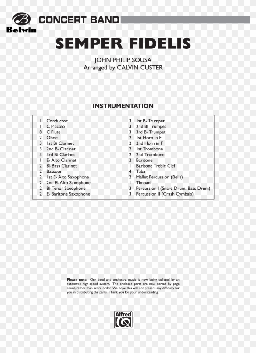 Click To Expand Semper Fidelis Thumbnail - Harry's Wondrous World Score Clipart