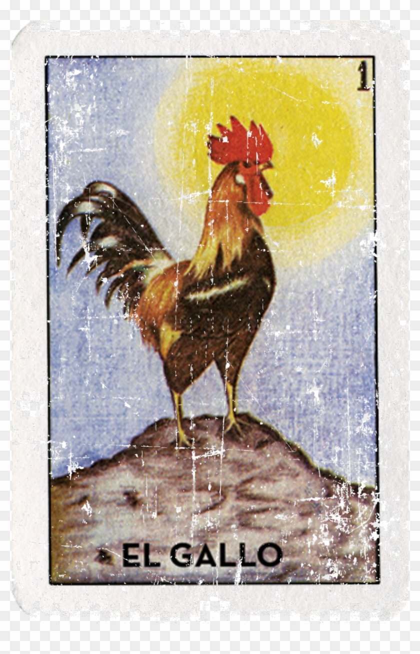 "el Gallo Mexican Loteria Bingo Card" Art By Casa De - Mexican Bingo El Gallo Clipart #4131393