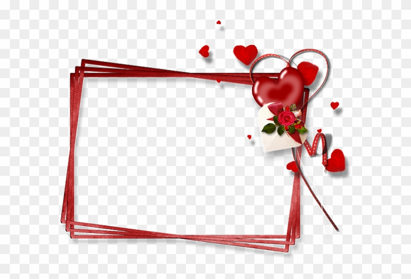 Moldura Porta-retrato Na Cor Vermelha Com Coração - Bordure De St Valentin Clipart