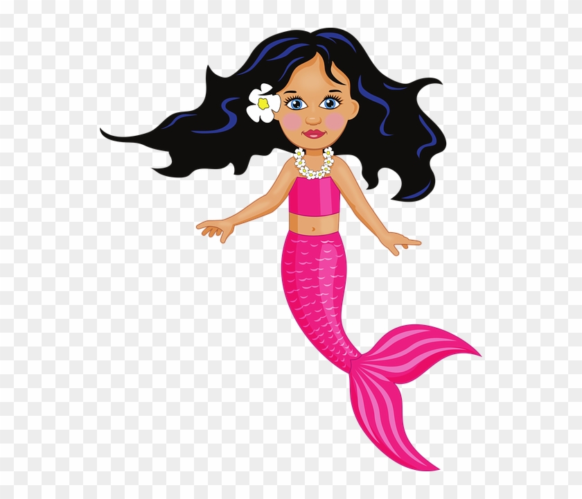 Pink Mermaid Cartoon Clipart