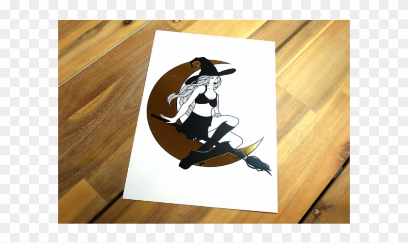 Gold Foil Witch Print - Illustration Clipart