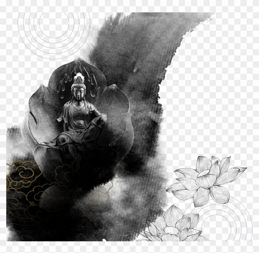Buddhahood Water Ink Special Effects Transprent Png - Buddha Ink Wallpaper Hd Clipart