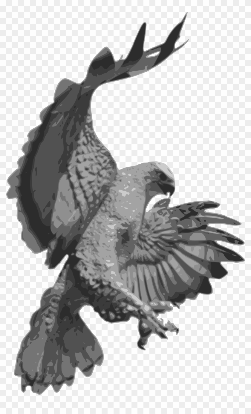 Falcon Clipart Blackhawk - Transparent Crow Flying Cartoon - Png Download #4134328