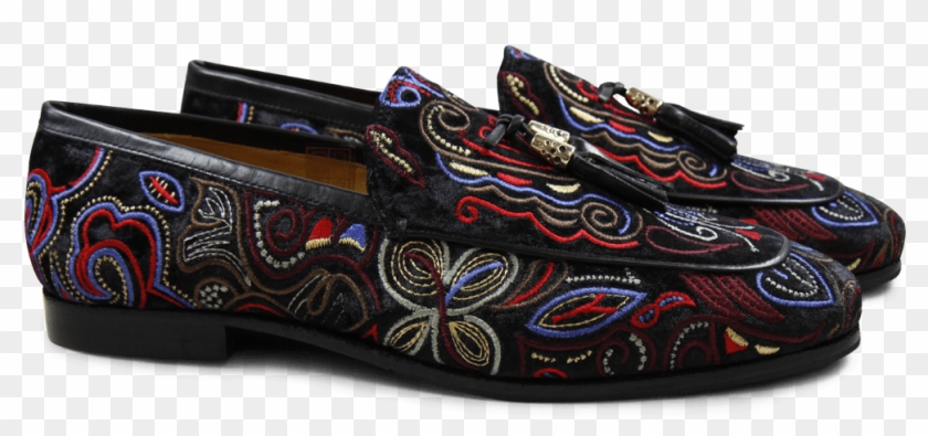 Loafers Clive 3 Velvet Black Tassel Black Gold Metal - Sneakers Clipart