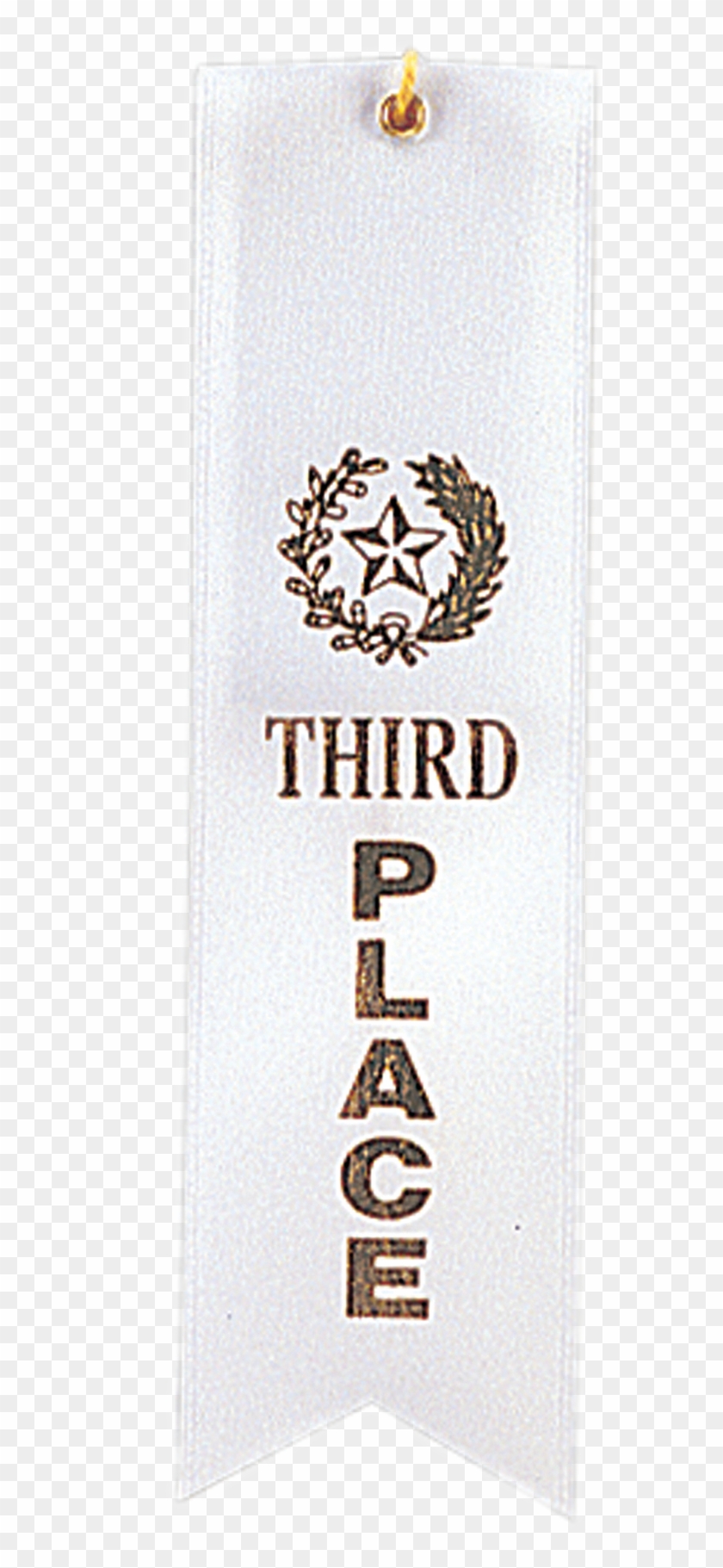 3rd Place White Carded Ribbon With String - Label Clipart