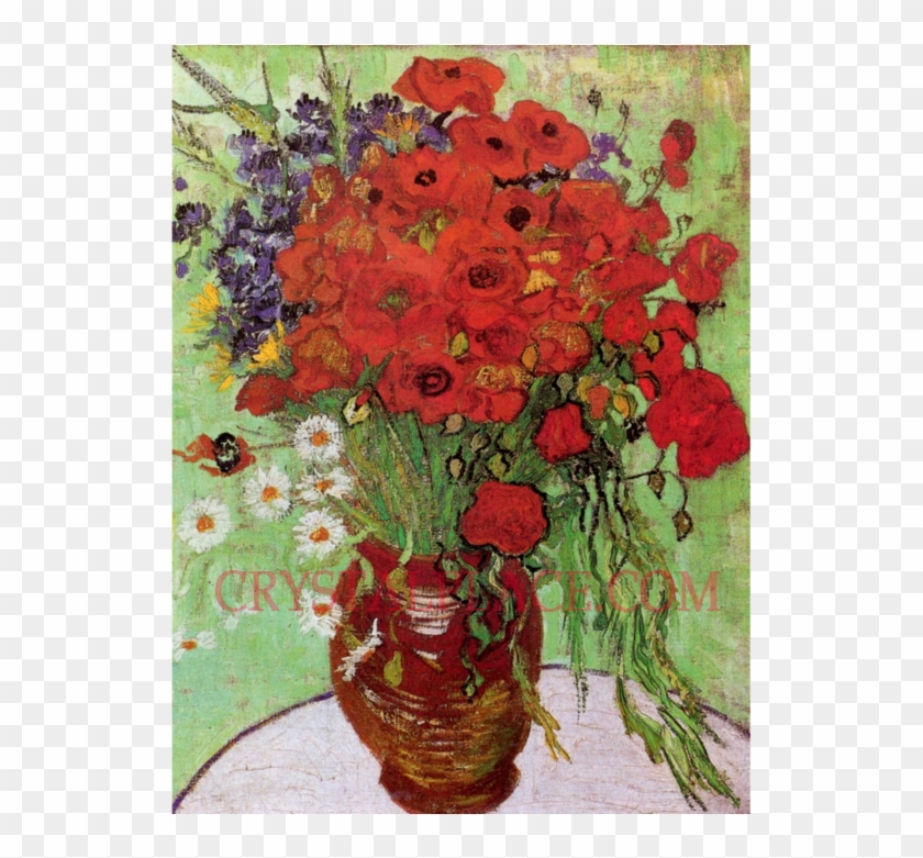 Red Poppies And Daisies Vincent Van Gogh Art Reproduction - Van Gogh Daisies And Poppies Clipart #4139785