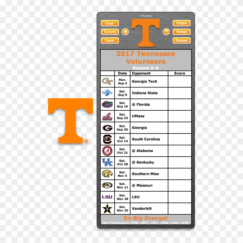 36 Best Tennessee Volunteers Images - Osu Ohio State Football Schedule 2018 Printable Clipart