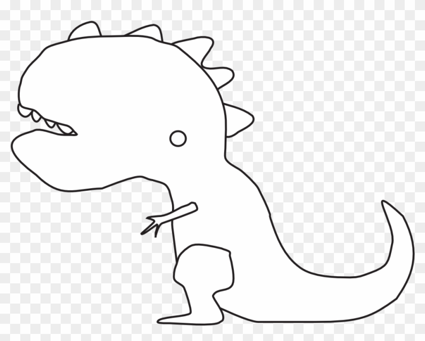 Dino Dinosaur Dinosaurio Dragon Black White Line Art - Cartoon Small Dinosaur Clipart #4146453