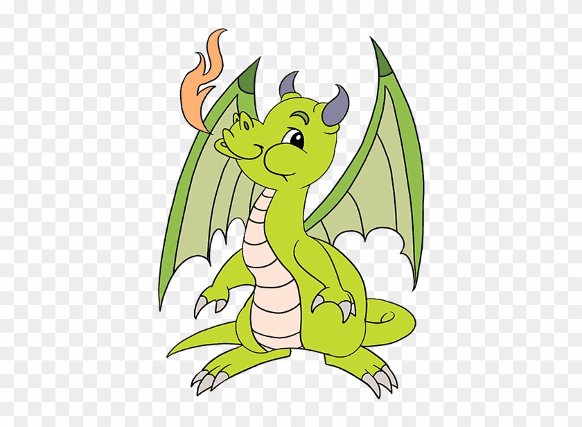 Little Dragon Clipart Clip Art Baby - Dragon Sitting Easy Drawing - Png Download