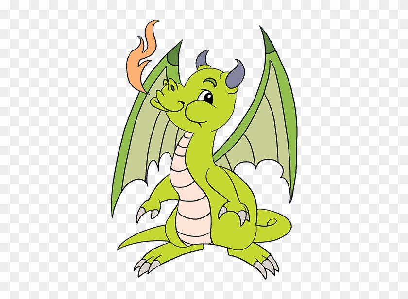 Little Dragon Clipart Clip Art Baby - Dragon Sitting Easy Drawing - Png Download #4146564