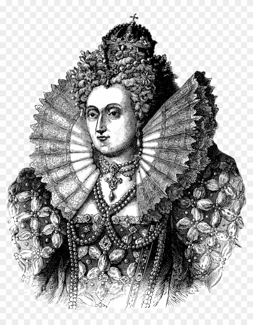 Download - Queen Elizabeth I Black And White Clipart