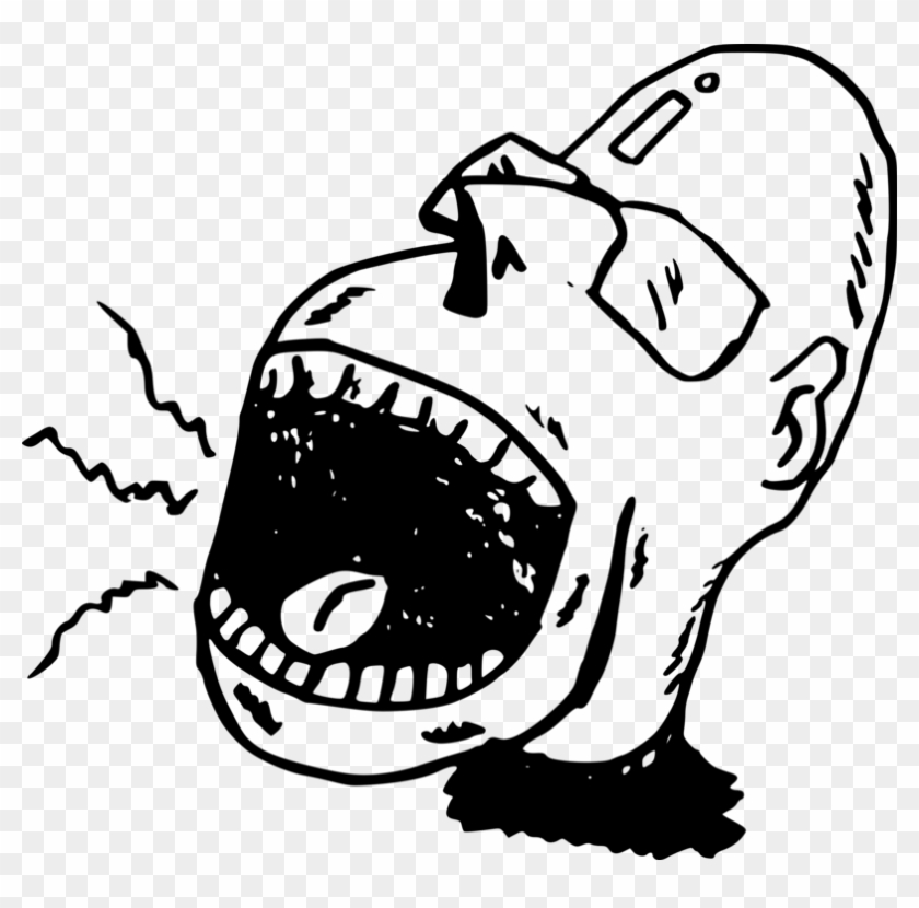 Screaming Drawing - Person Screaming Clipart Black And White - Png Download #4149630