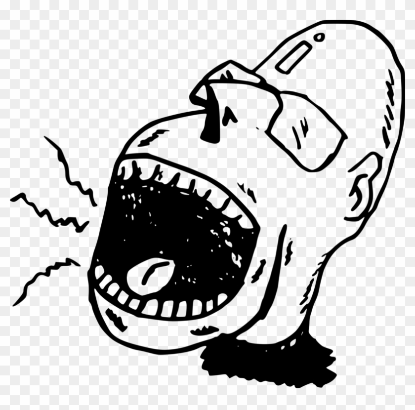 Screaming Drawing - Person Screaming Clipart Black And White - Png Download