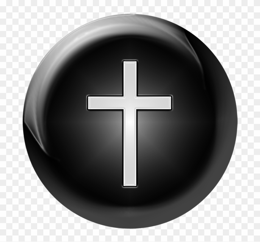 Black Christian Church Orb Button Religion Circle - Religion Circle Png Clipart #4150416