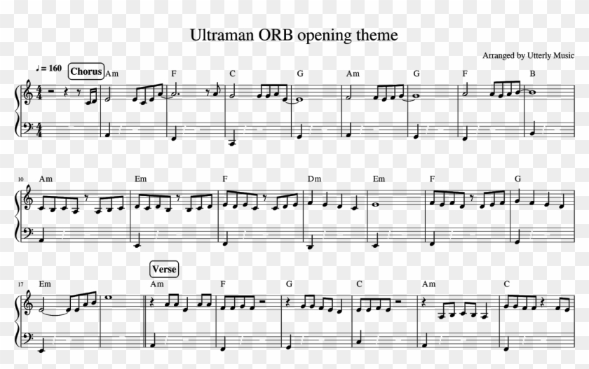 [piano Scores] Ultraman Orb Opening Theme - Sheet Music Clipart #4150703