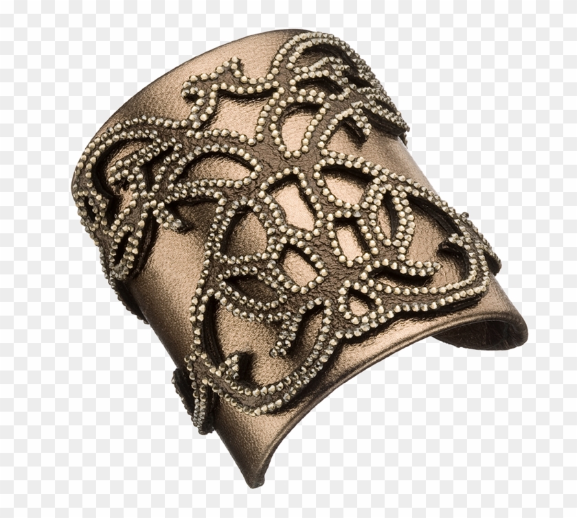 Swarovski Crystal Accented Laser Cut Wide Leather Cuff - Bracelet Clipart