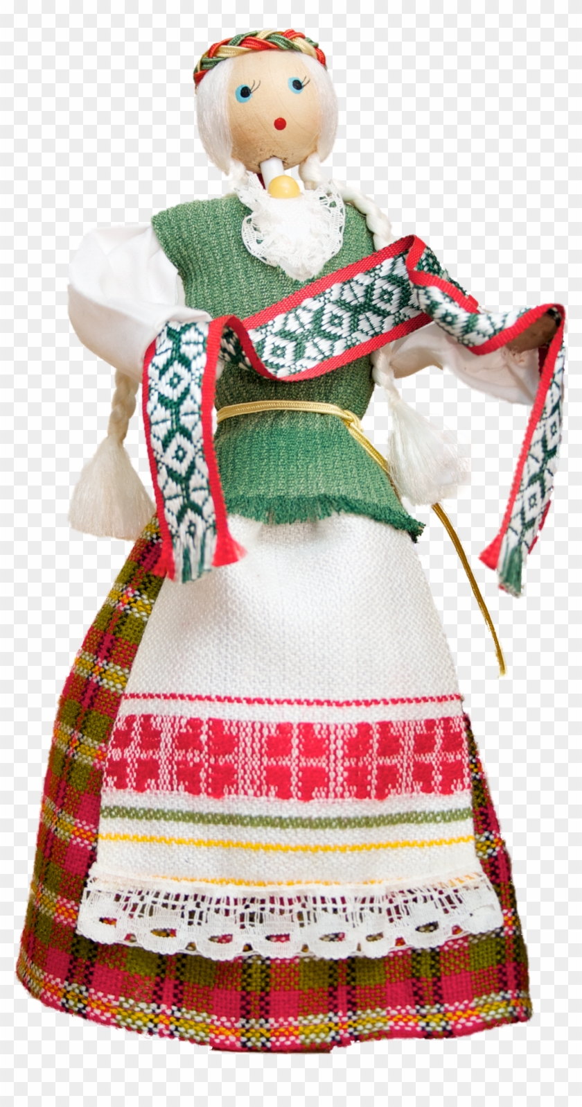 Wooden Doll With Traditional Lithuanian Clothing - Lithuania Doll Clipart