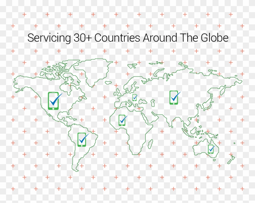 Servicing 30 Countries Around The Globe Mobile - מפת העולם שחור לבן Clipart #4151674