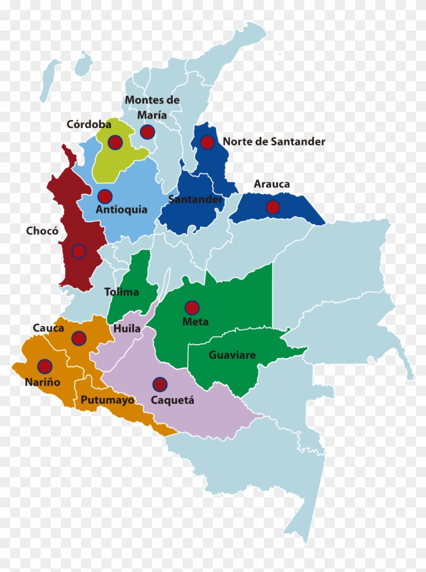 Las Regiones - Mapa De Colombia En Ingles Clipart